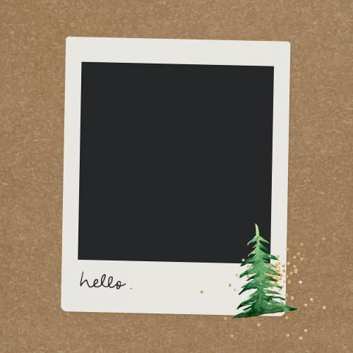 Christmas tree decorated blank intsnt photo frame vector - 1226301