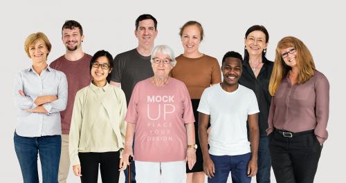 Happy diverse people wearing shirt mockups - 681276