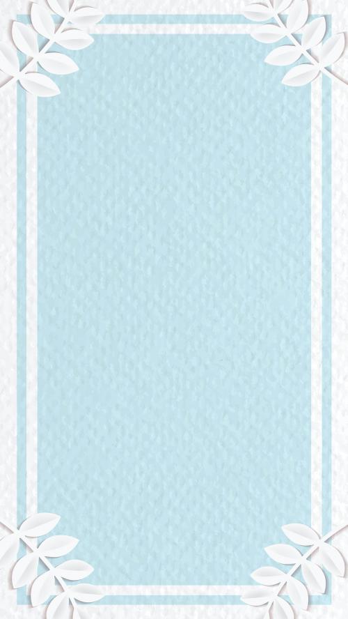 White frame on blue botanical patterned mobile phone wallpaper vector - 1227167
