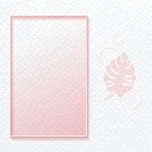 Blank frame on pink monstera patterned background vector - 1227189