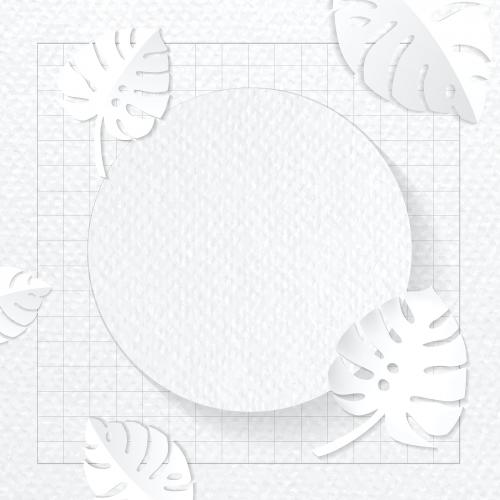 Round frame on gray monstera patterned background vector - 1227199