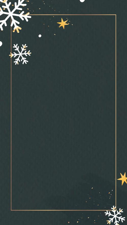 Gold frame with snowflakes patterned background vector - 1227342
