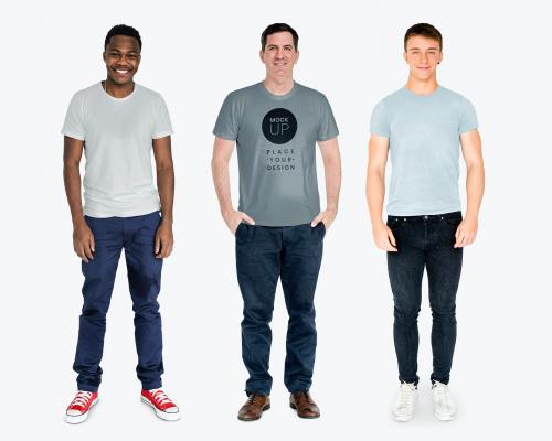 Happy diverse men wearing shirt mockups - 681330