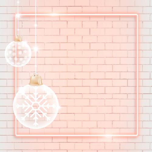 Neon frame with white bauble patterned vector - 1227562