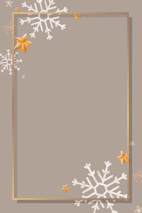 Gold frame with snowflake patterned vector - 1227579