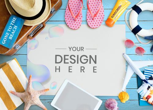 Summer vacation flat lay design space - 844025