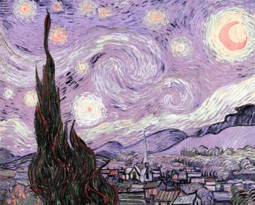 The Starry Night vintage illustration, remix from original painting by Vincent Van Gogh. - 2266713
