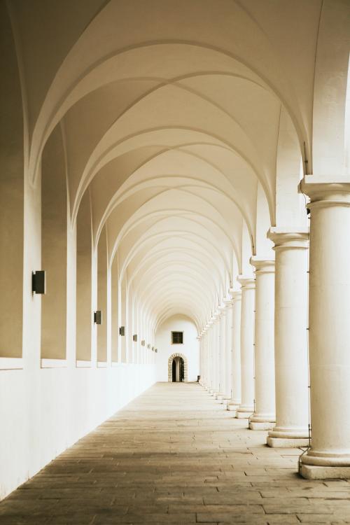 Classic hallway with white columns - 2273404