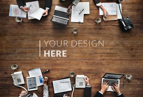 Business people having a meeting table mockup - 580844