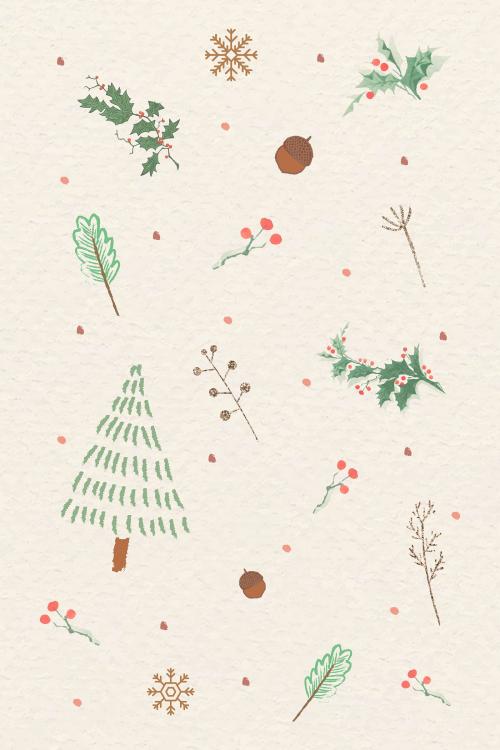 Christmas elements doodle pattern vector - 1228252