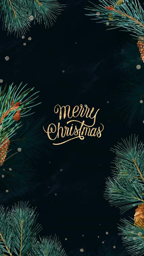 Merry Christmas on a festive frame mobile wallpaper vector - 1228793
