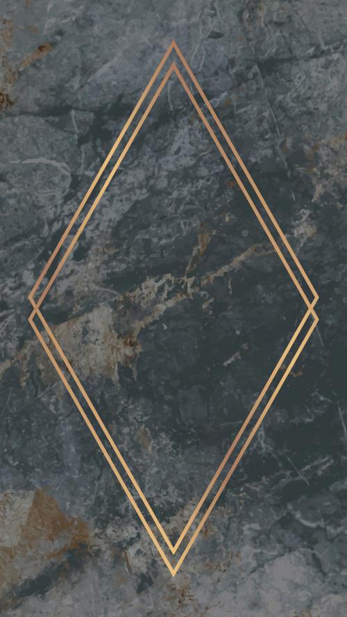 Rhombus gold frame on gray marble background vector - 1214808