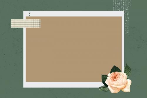 Blank collage photo frame template on green background vector - 1217660