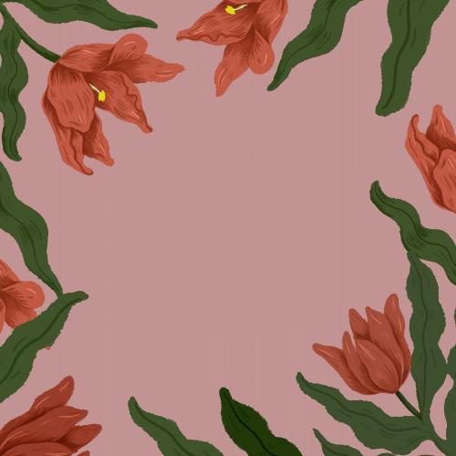 Red tulips frame in pink background illustration - 1220725