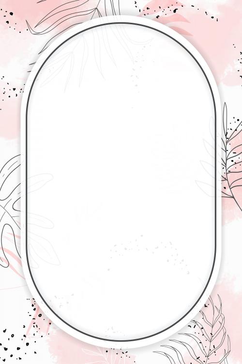 Pink oval watercolor frame vector - 1222725