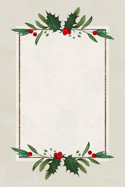 Blank festive rectangular christmas frame vector - 1226096