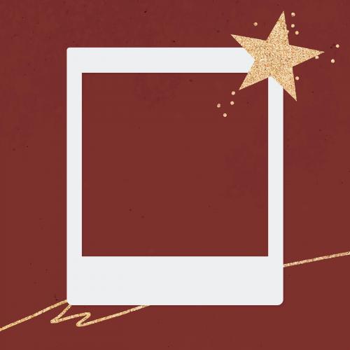 Golden star decorated blank instant photo frame vector - 1226310