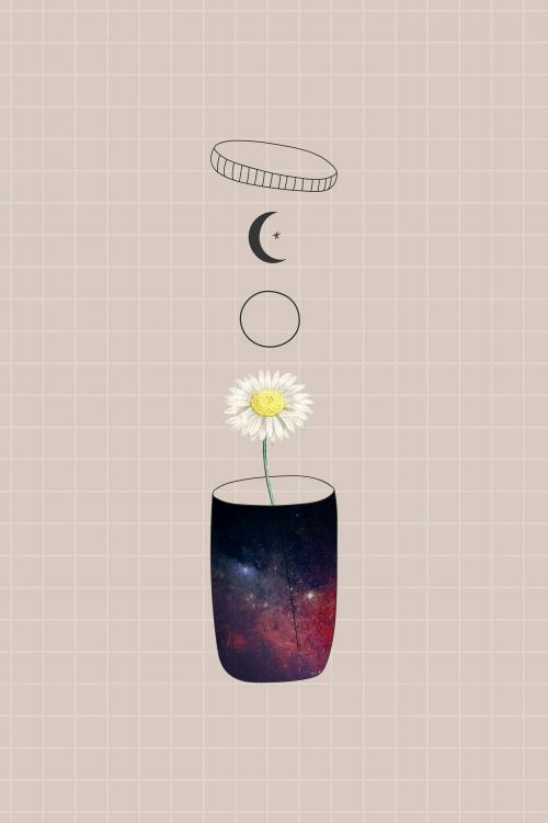 Daisy in a container on a beige background vector - 1227223