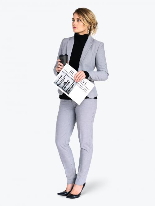 Businesswoman in a gray suit character isolated on a white background - 591381