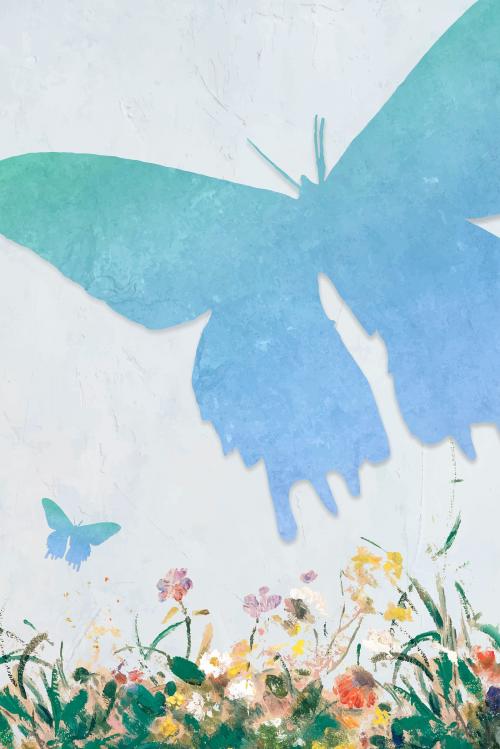 Blue butterfly silhouette painting background vector - 1227861