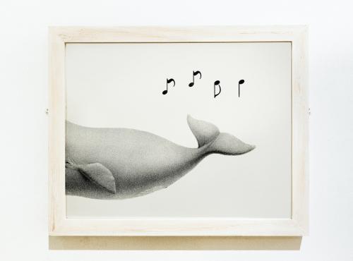 Framed art piece of a whale singing - 539127