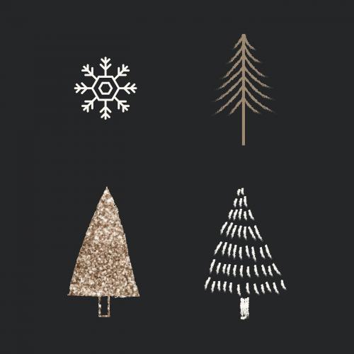 Christmas tree elements black background vector - 1228261