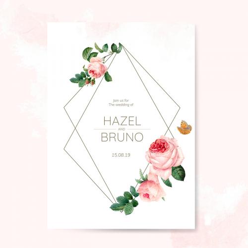 Wedding invitation card decorated with roses - 543308