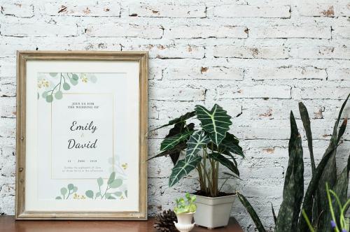 Wedding poster in a rustic wooden frame - 545567
