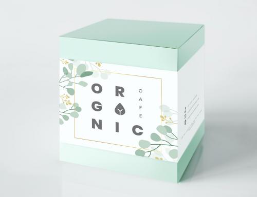 Organic cafe mint green packaging box mockup - 545587