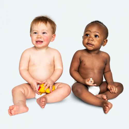 Studio shot of babies wearing diapers - 546096