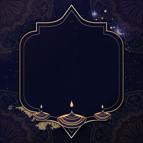 Gold frame on Diwali pattern background vector - 1213584