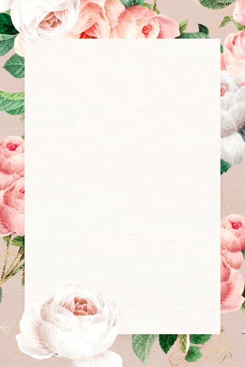 Blank floral rectangle frame vector - 1216070