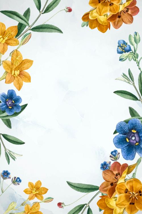 White floral frame design vector - 1217401