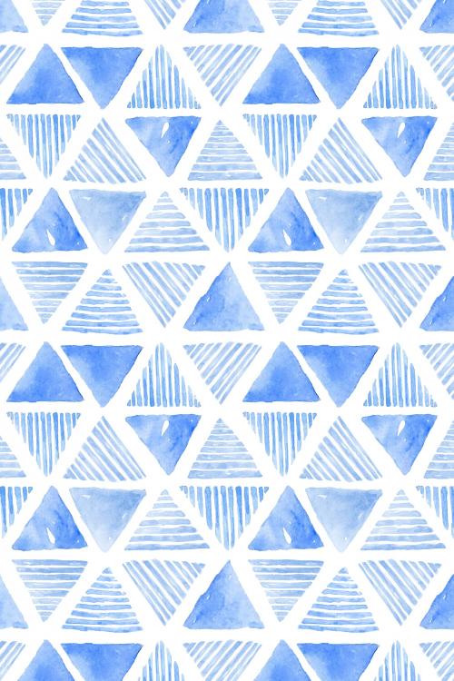 Indigo blue watercolor triangle patterned seamless background vector - 1217624