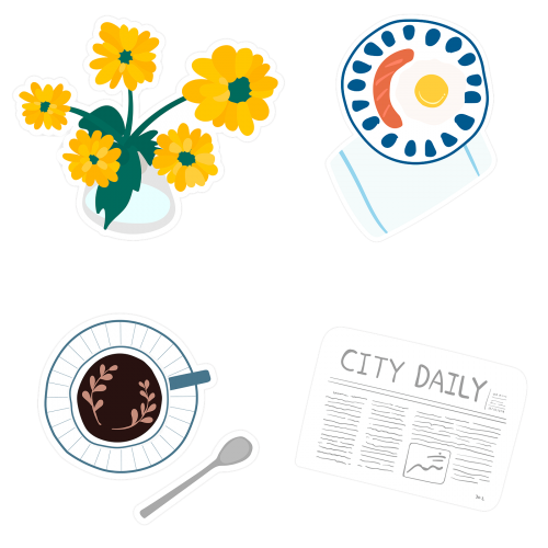 Flat lay breakfast sticker doodle transparent png - 2035044