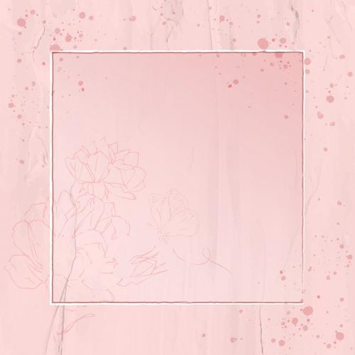 Pink floral square frame vector - 1220296