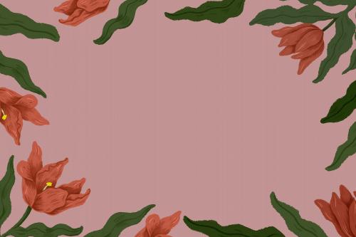 Red tulips frame in pink background illustration - 1220730