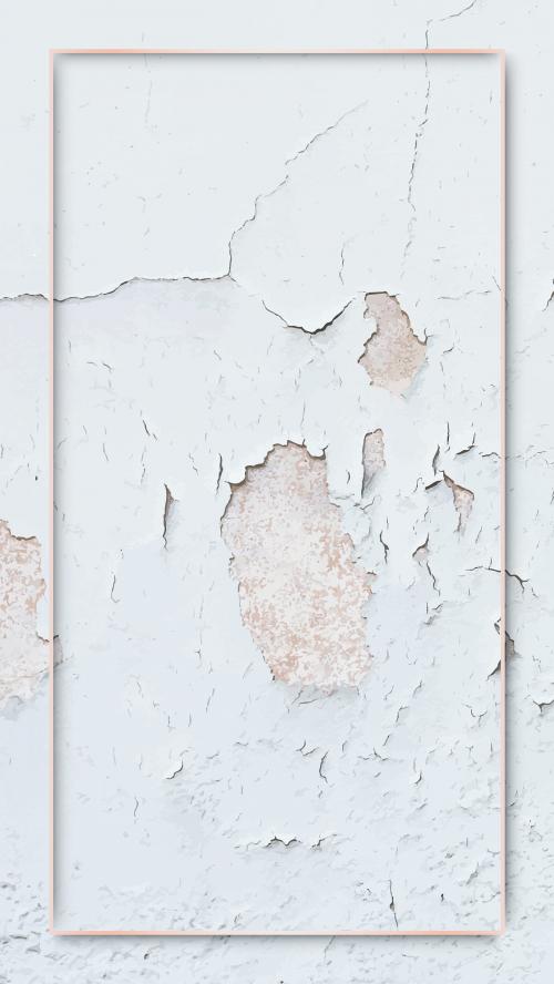 Rectangle gold frame on weathered white paint textured mobile phone wallpaper vector - 1221755