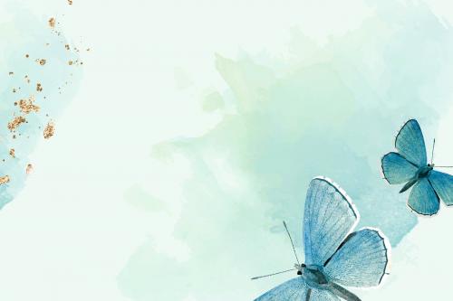 Blue butterflies patterned background vector - 1222329