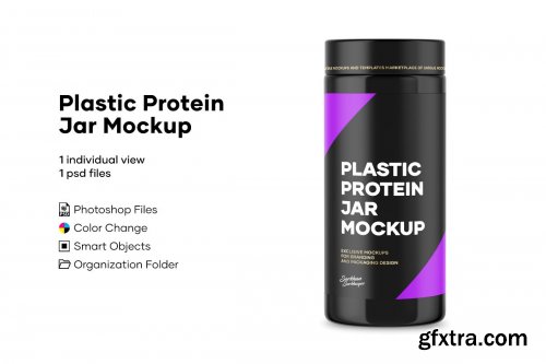 CreativeMarket - Plastic Protein Jar Mockup 4897060