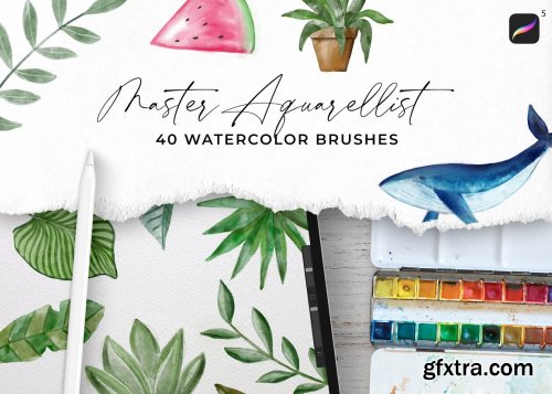 CreativeMarket - 40+ Aquarellist Watercolor Brushes 4581018