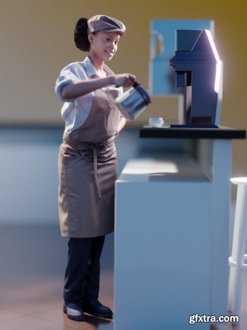 Monika 10132 - Standing Coffee Shop Woman VR / AR / low-poly 3d model