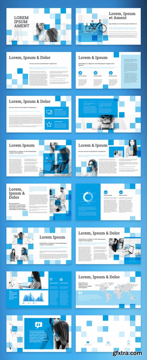 Digital Multipurpose Brochure Layout with Blue Squares 348345022