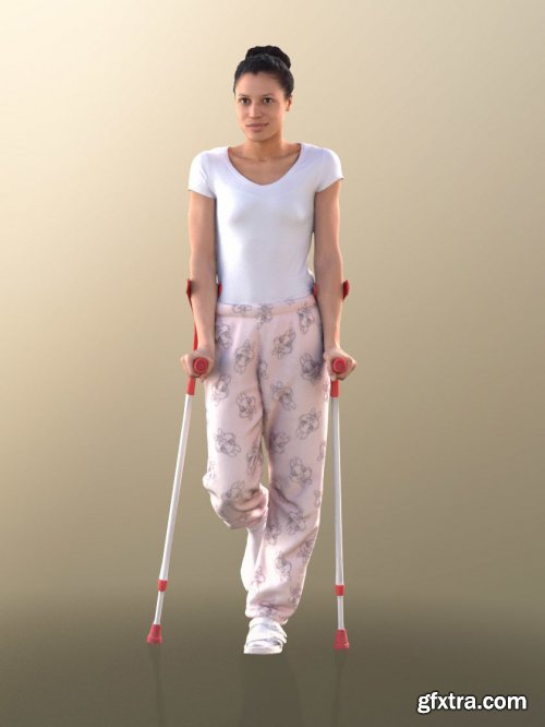 Diana 10894 - Standing Patient On Crutches VR / AR / low-poly 3d model