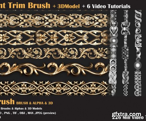 Ornament Trim Brush and 3D Models + 6 Video Tutorials VOL 02