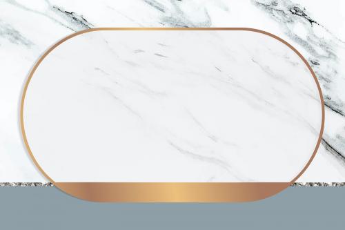 Oval frame on white marble textured background vector - 1222978