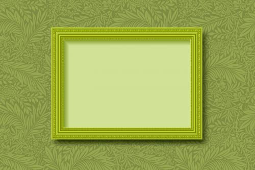 Green frame on a leafy wall vector - 1223644