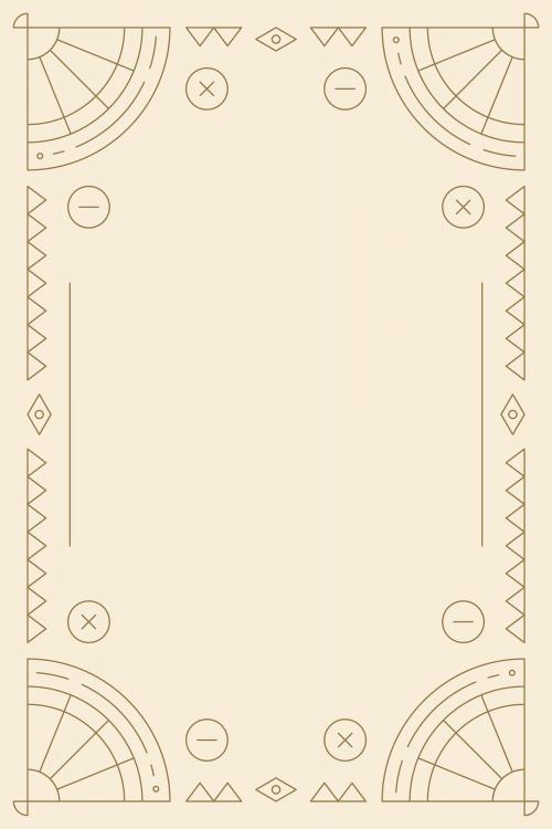 Ethnic geometrical patterned blank beige frame vector - 1223956