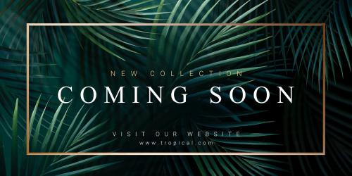 Tropical coming soon announcement banner vector - 1224779