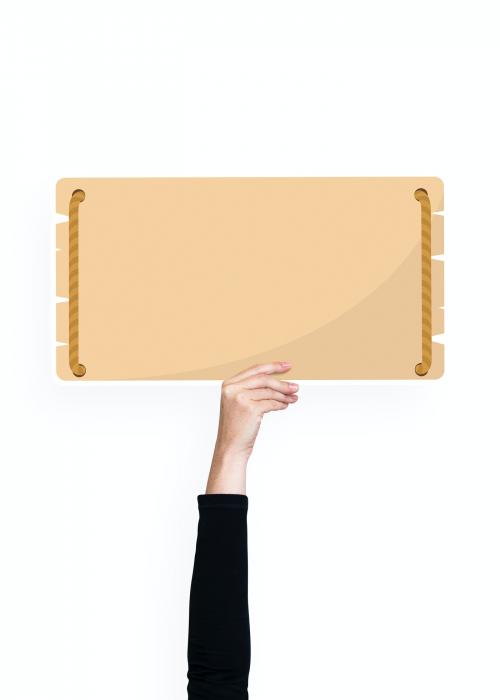 Hand holding a blank signage cardboard prop - 526167